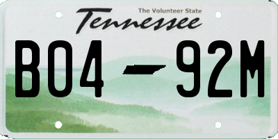 TN license plate B0492M