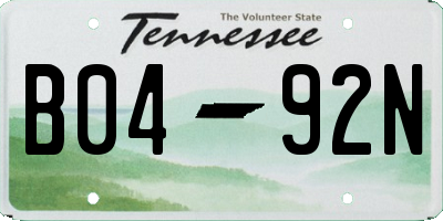 TN license plate B0492N