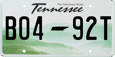 TN license plate B0492T