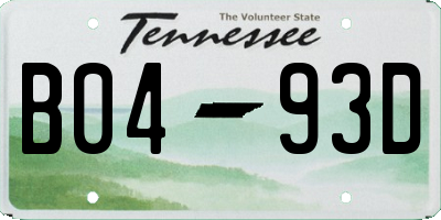 TN license plate B0493D