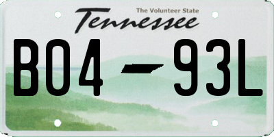 TN license plate B0493L