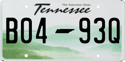 TN license plate B0493Q