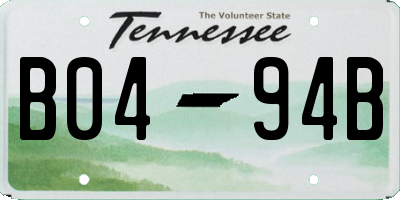 TN license plate B0494B