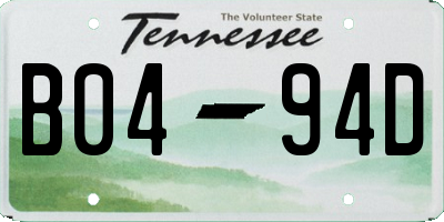 TN license plate B0494D