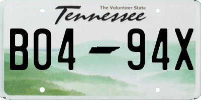 TN license plate B0494X