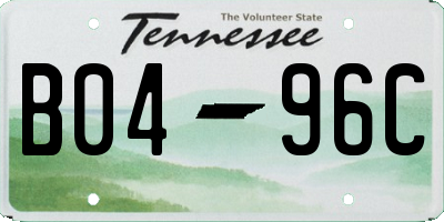 TN license plate B0496C