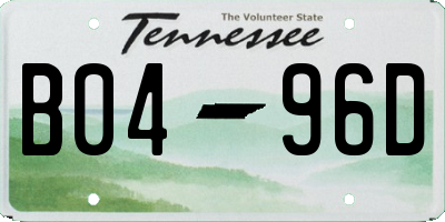 TN license plate B0496D