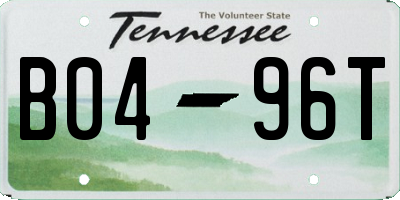 TN license plate B0496T