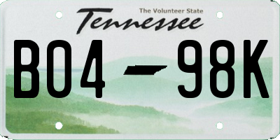 TN license plate B0498K