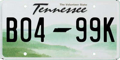 TN license plate B0499K