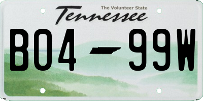 TN license plate B0499W