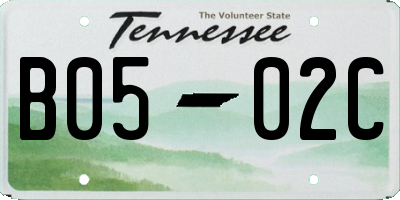 TN license plate B0502C