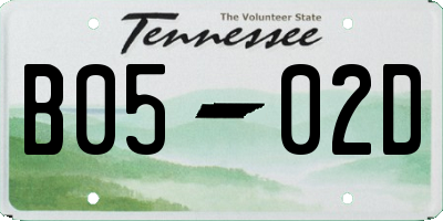 TN license plate B0502D