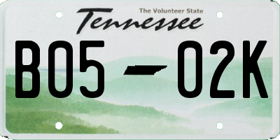 TN license plate B0502K