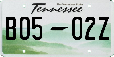 TN license plate B0502Z