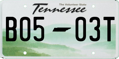 TN license plate B0503T