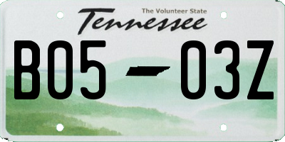 TN license plate B0503Z