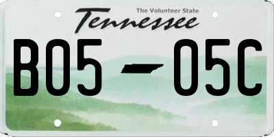 TN license plate B0505C