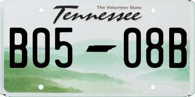 TN license plate B0508B