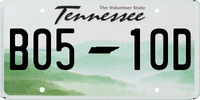TN license plate B0510D