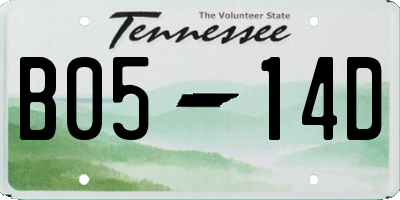 TN license plate B0514D