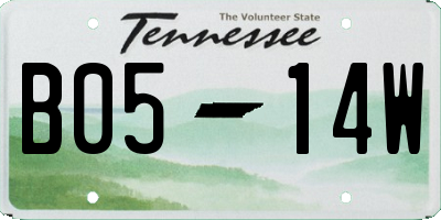 TN license plate B0514W