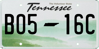 TN license plate B0516C