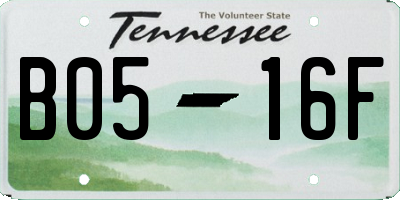 TN license plate B0516F