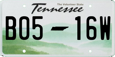 TN license plate B0516W