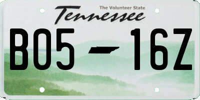 TN license plate B0516Z