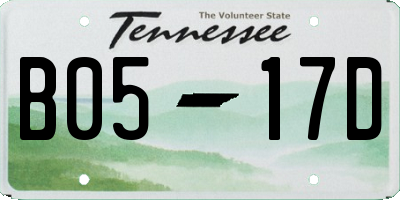 TN license plate B0517D