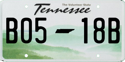 TN license plate B0518B