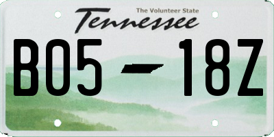 TN license plate B0518Z