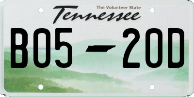 TN license plate B0520D