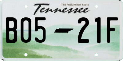 TN license plate B0521F