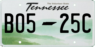 TN license plate B0525C