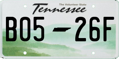 TN license plate B0526F