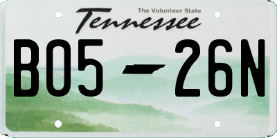 TN license plate B0526N