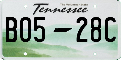 TN license plate B0528C