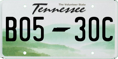 TN license plate B0530C