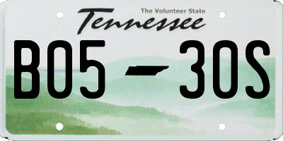 TN license plate B0530S