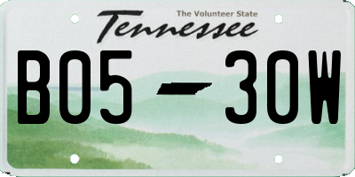 TN license plate B0530W