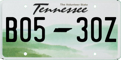 TN license plate B0530Z