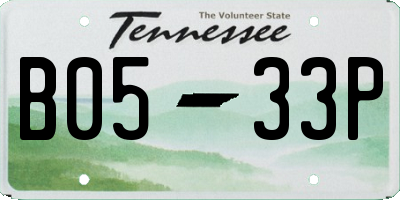 TN license plate B0533P
