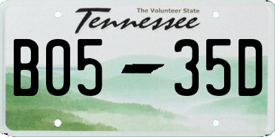 TN license plate B0535D
