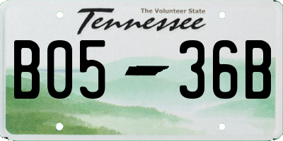 TN license plate B0536B