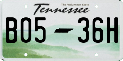 TN license plate B0536H
