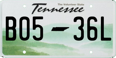 TN license plate B0536L