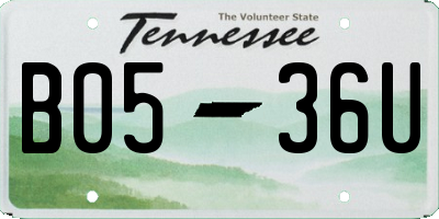 TN license plate B0536U