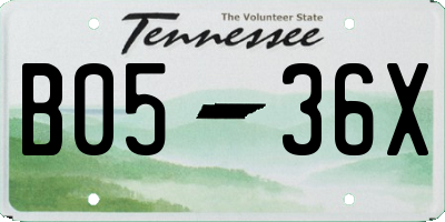 TN license plate B0536X